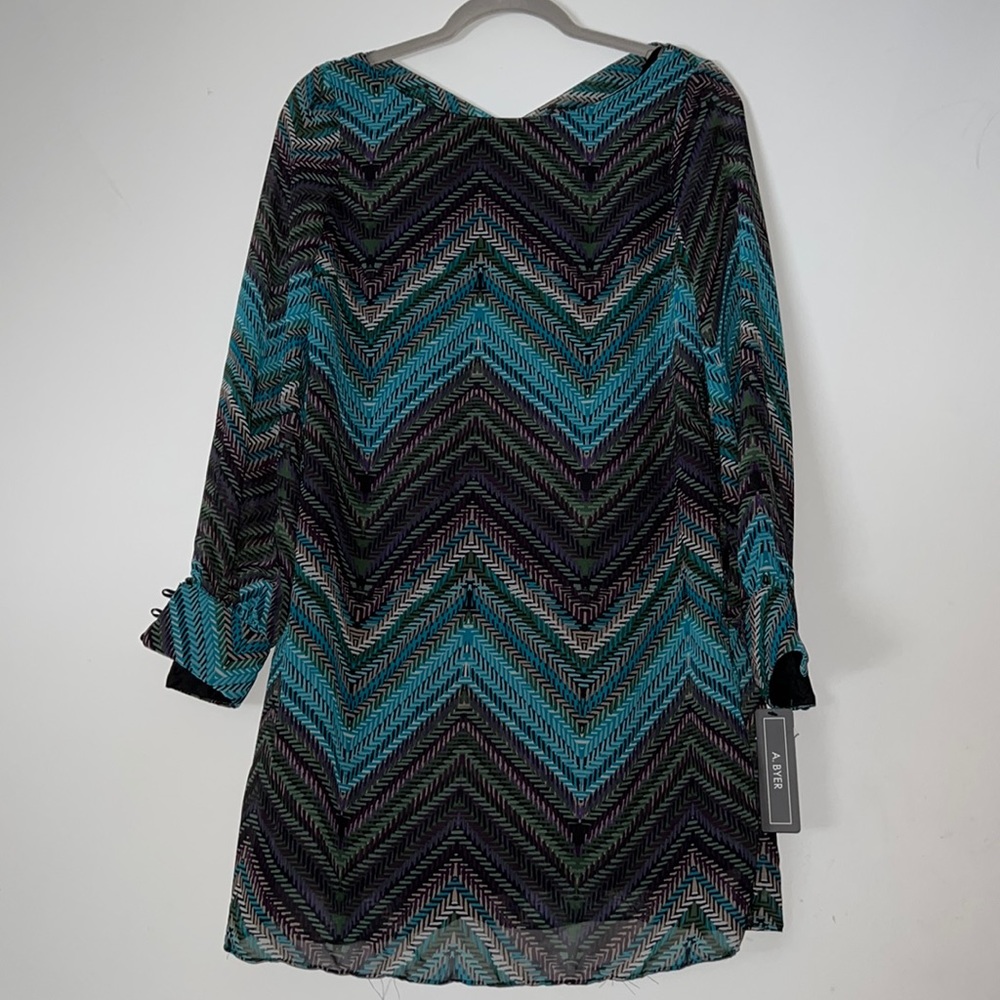 Medium a. byer Dress w/ Slip and Sheer Long Sleeves